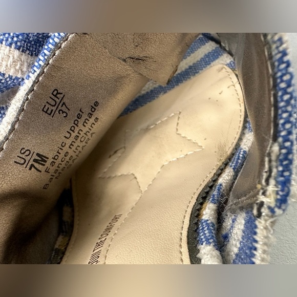 Circus by Sam Edelman Sz 7 Sahara Blue White Striped Block Heel Slip On Sandals - Picture 7 of 8